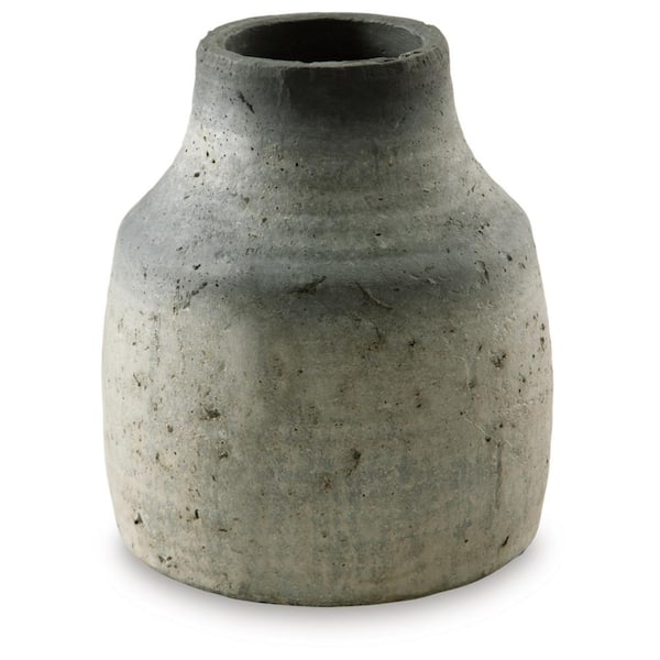Moorestone 10.5 in. Gray Cement Bud Decorative Vase