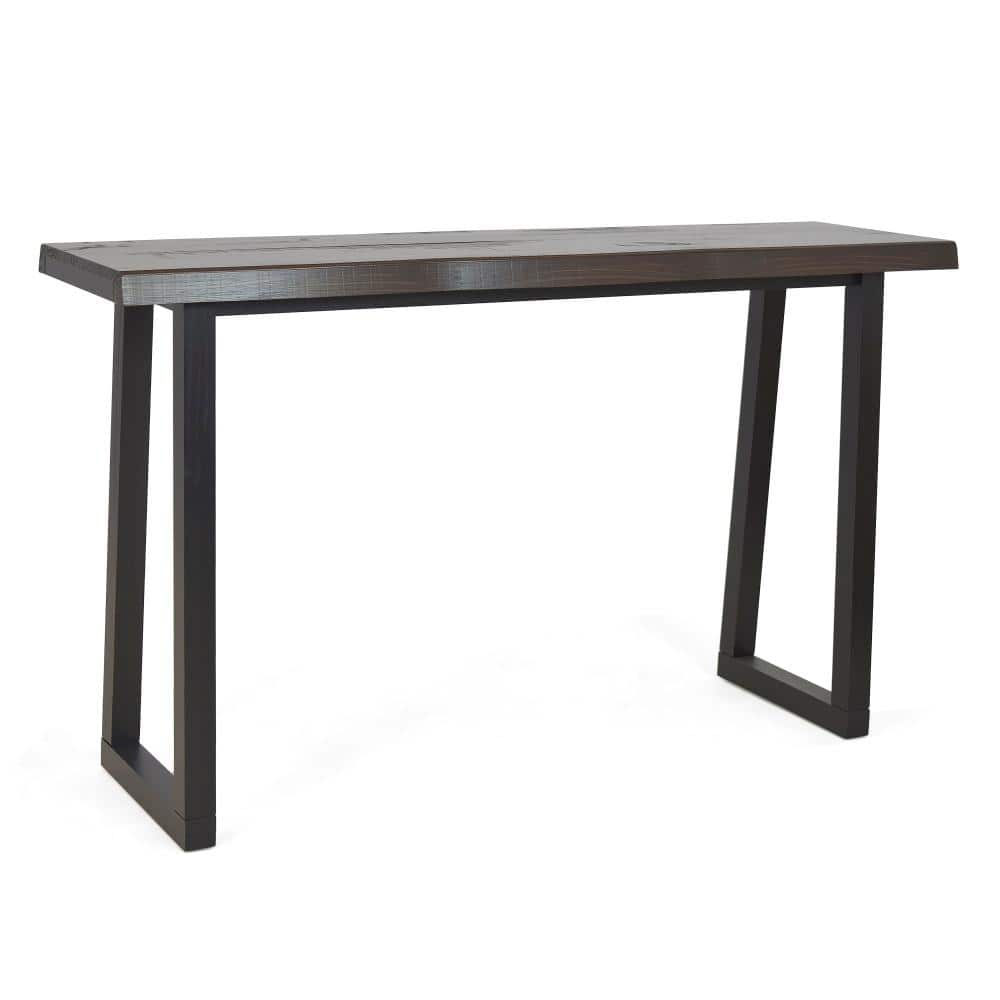 Jennings Solid Pine Live Edge Bar Table in Cherry and Ebony