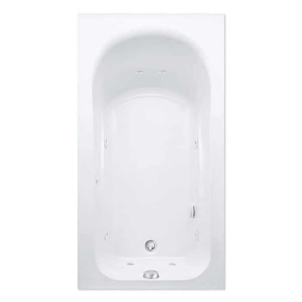 Aquatic Dossi 32 60 in.  Acrylic Whirlpool Bathtub Right Drain Rectangular Alcove in White