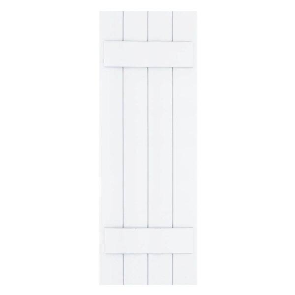 Winworks Wood Composite 15 in. x 44 in. Board & Batten Shutters Pair #631 White