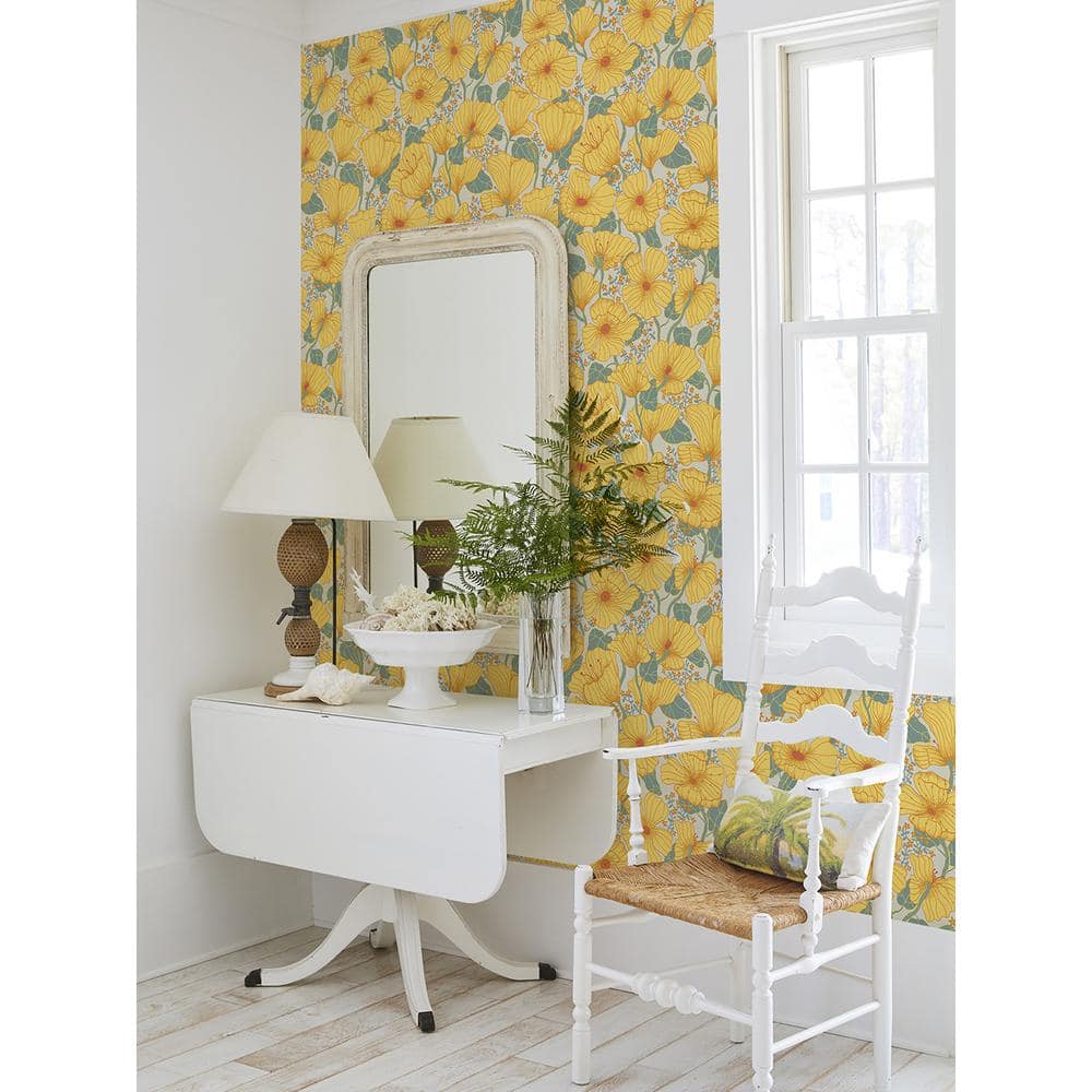 Matilda Yellow Poppy Fields Non-Pasted Washable Wallpaper
