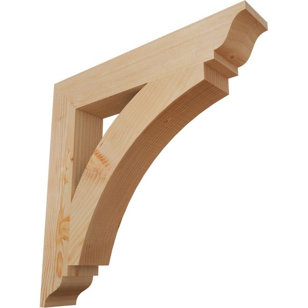 Ekena Millwork 3.5 in. x 24 in. x 24 in. Douglas Fir Thorton Traditional Smooth Bracket