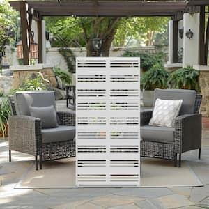 72 in. H x 35 in. W White Outdoor Metal Privacy Screen Garden Fence Stripe Pattern Wall Applique