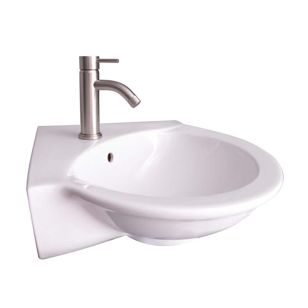 Barclay Products Evolution Corner WallHung Sink in White with 1 Faucet
