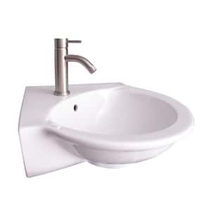 Evolution Corner Wall-Hung Sink in White with 1 Faucet Hole