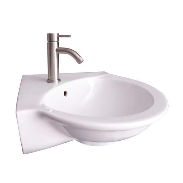 Barclay Products Evolution Corner Wall-Hung Sink in White with 1 Faucet Hole