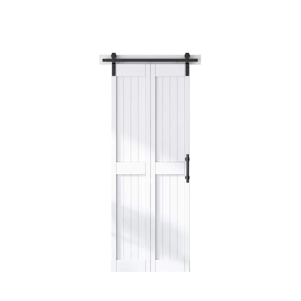 SANDING 30 in. x 84 in. MDF Bi-Fold Barn Door with Hardware Kit ...