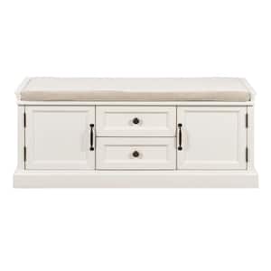 Angelique White Storage Bench with 2-Drawers (43 in. W x 16 in. D x 17.5 in. H)