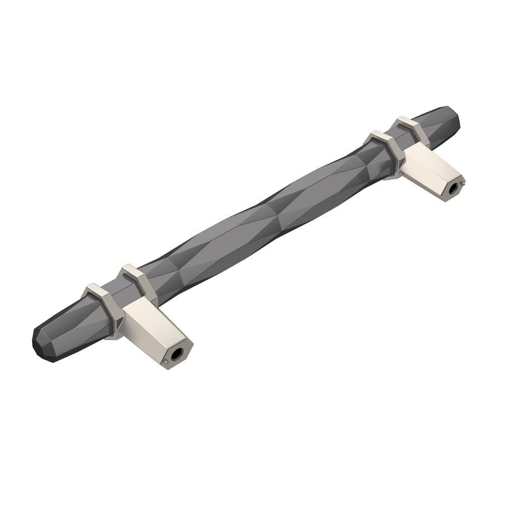 Modern Brushed Nickel and Black Cabinet Bar Pull