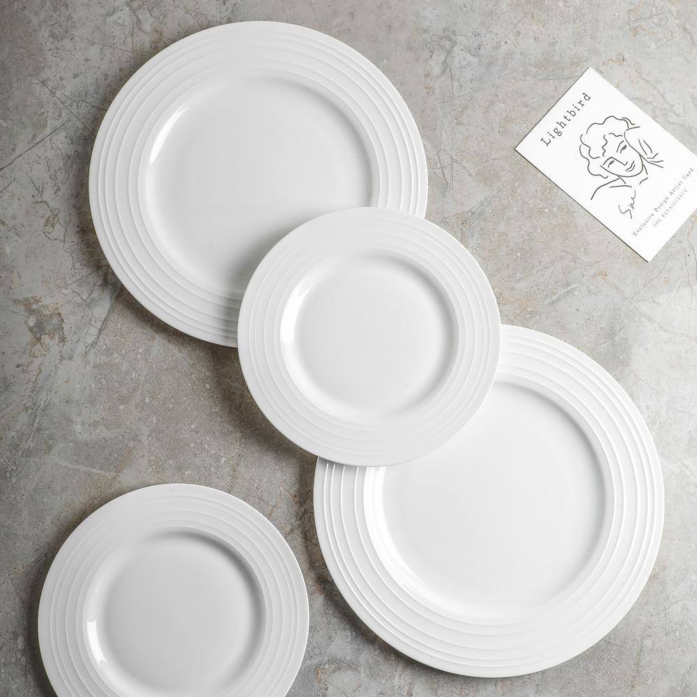 White Porcelain Swirl Design 16-Piece Dinnerware Set