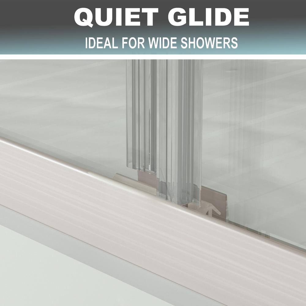 Brushed Nickel Semi-Frameless Sliding Shower Door with Clear Glass
