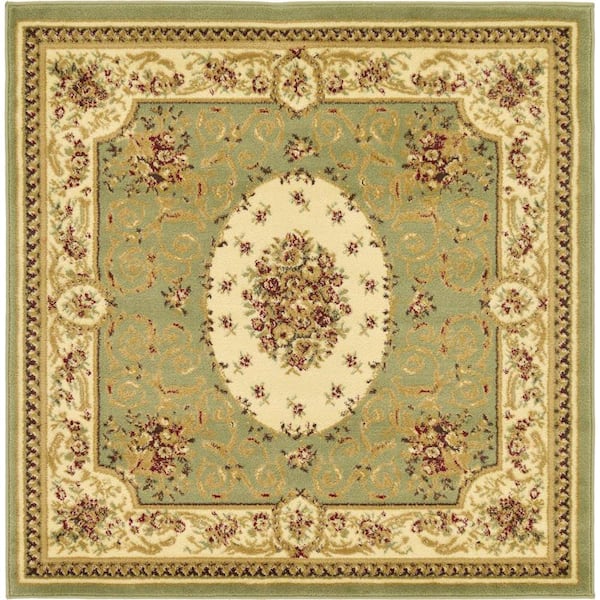 Unique Loom Versailles Phillipe Green 4' 0 x 4' 0 Square Rug