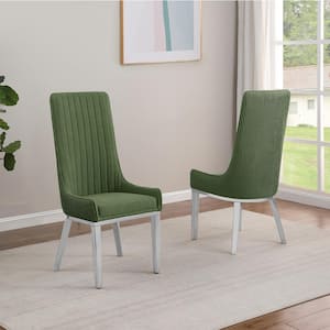 Corina Green Teddy Fabric Side Chair Set of 2 with Stainless Steel Legs