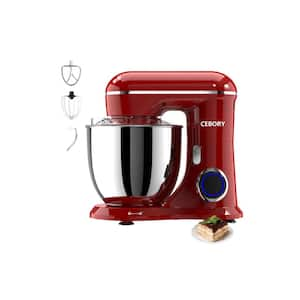 3-in-1 6.5 qt. 10-Speed Stainless Steel Steel Stand Mixer with Pulse Button, Bowl, Dough Hook, Beater and Whisk in Red