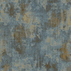 Italian Textures 2 Blue/Gold Rustic Texture Vinyl on Non-Woven Non-Pasted Wallpaper Roll (Covers 57.75 sq.ft.)