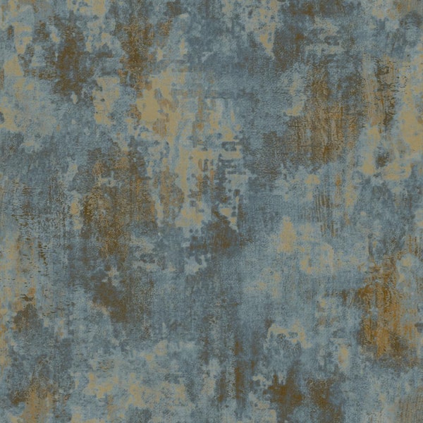 Unbranded Italian Design Blue/Gold Rustic Texture Vinyl on Non-Woven Non-Pasted Wallpaper Sample
