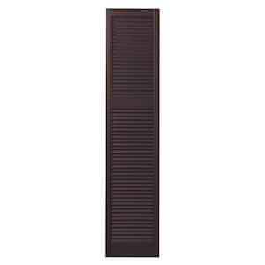 15 in. x 67 in. Cottage Style Open Louvered Polypropylene Shutters Pair in Winestone