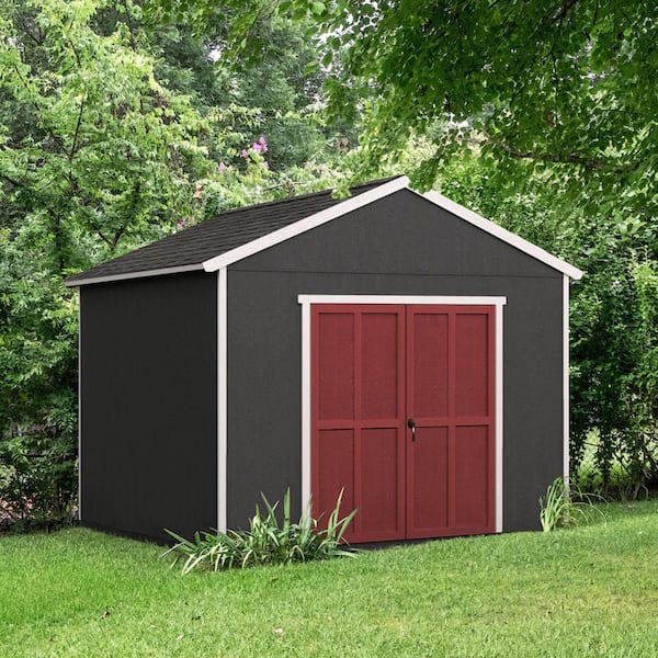 Handy Home Products Do-it Yourself Rookwood 10 ft. x 14 ft. Backyard Wood Storage with Smartside and Floor system Included (140 sq. ft.)