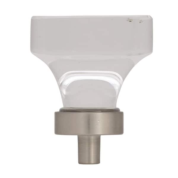 Glacio 1-3/8 in. (35mm) Modern Clear/Satin Nickel Square Cabinet Knob