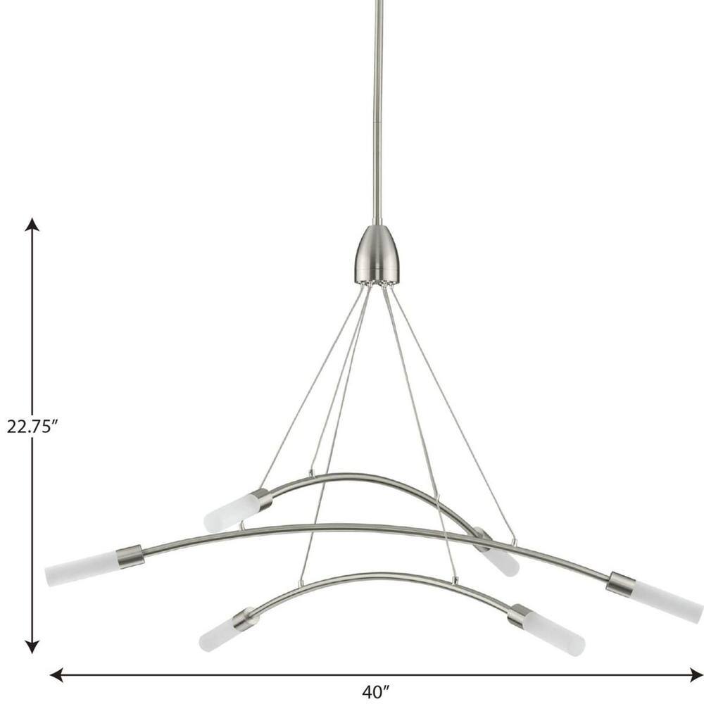 Kylo 6-Light Brushed Nickel LED Chandelier with Frosted Acrylic Shades