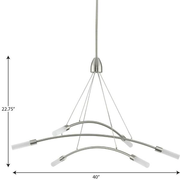 Progress Lighting Kylo LED 6-Light Brushed Nickel Frosted Glass LED Modern Chandelier Light