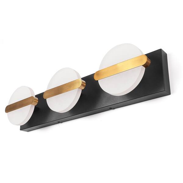 LamQee 21.3 in. 3-Light Dimmable Black Bathroom Vanity Light Sconce Wall Lamp