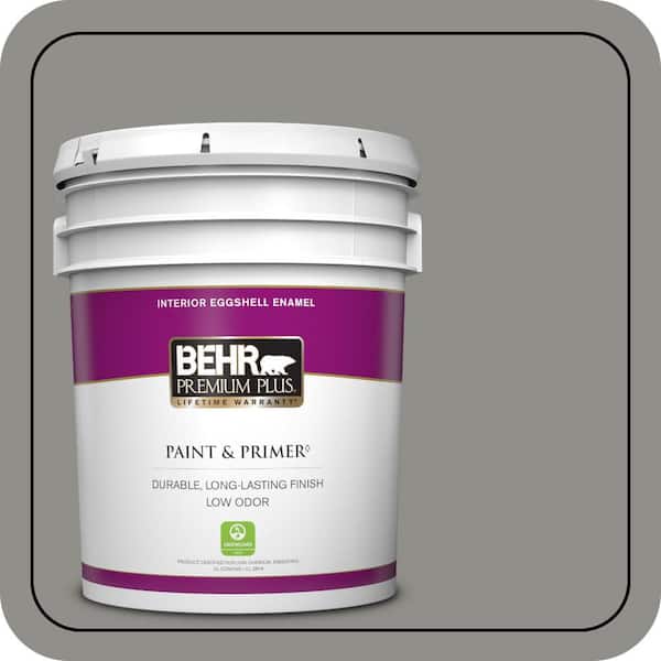 BEHR PREMIUM PLUS 5 gal. Home Decorators Collection #HDC-AC-19 Grant Gray Eggshell Enamel Low Odor Interior Paint & Primer