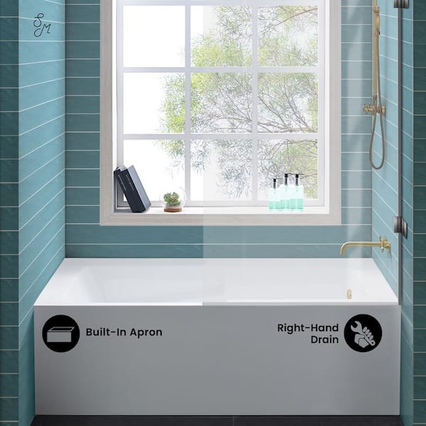 Swiss Madison Voltaire 60 in. x 32 in. Acrylic White, Alcove