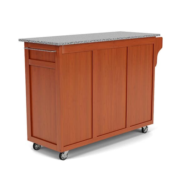 Create-a-Cart Warm Oak Kitchen Cart with Salt and Pepper Granite Top