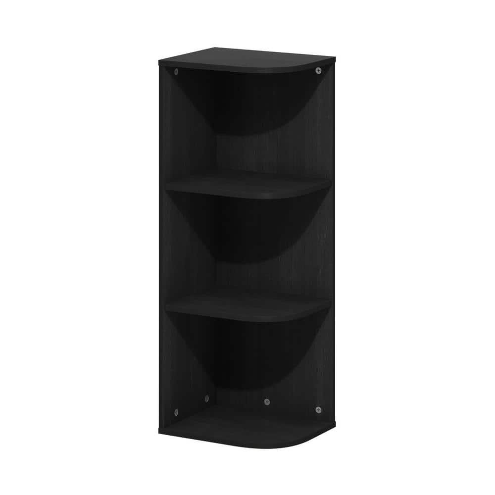 Pasir 31.5 in. Blackwood 3-Shelf Corner Standard Bookcase