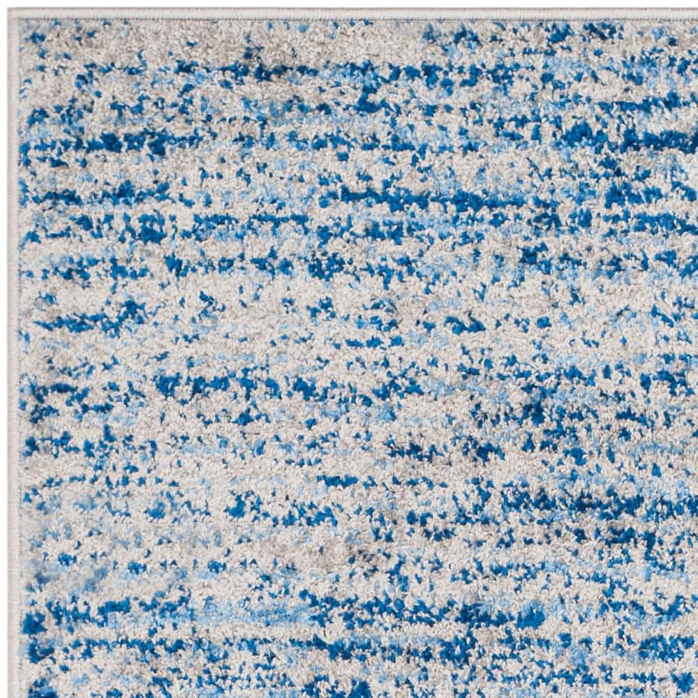Blue and Silver Hand-Knotted Synthetic Area Rug, 3' x 5'