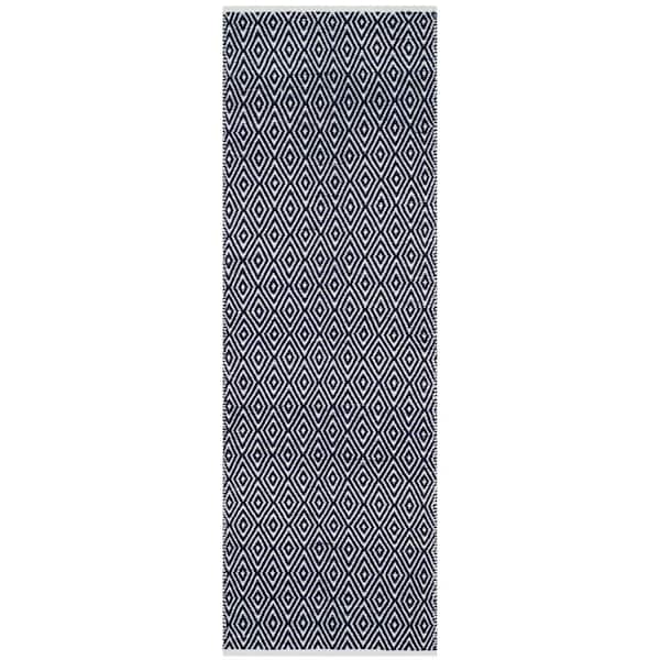 Boston Navy 2 ft. x 11 ft. Multi-Diamond Geometric Runner Rug