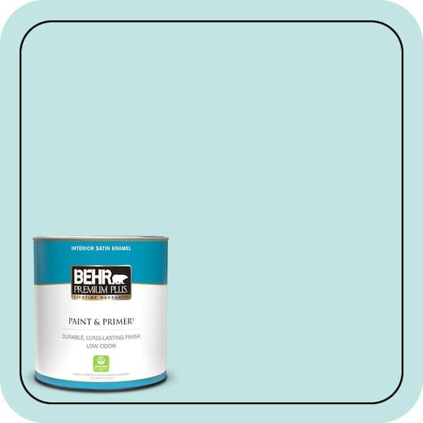BEHR PREMIUM PLUS 1 qt. #510C-2 Windwood Spring Satin Enamel Low Odor Interior Paint & Primer