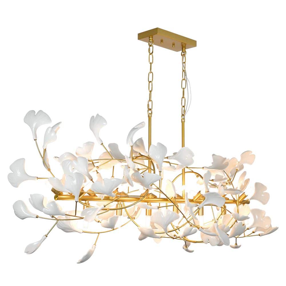 Auffel 21 lights Gold Modern Ceramic Branch Ginkgo Leaf Chandelier