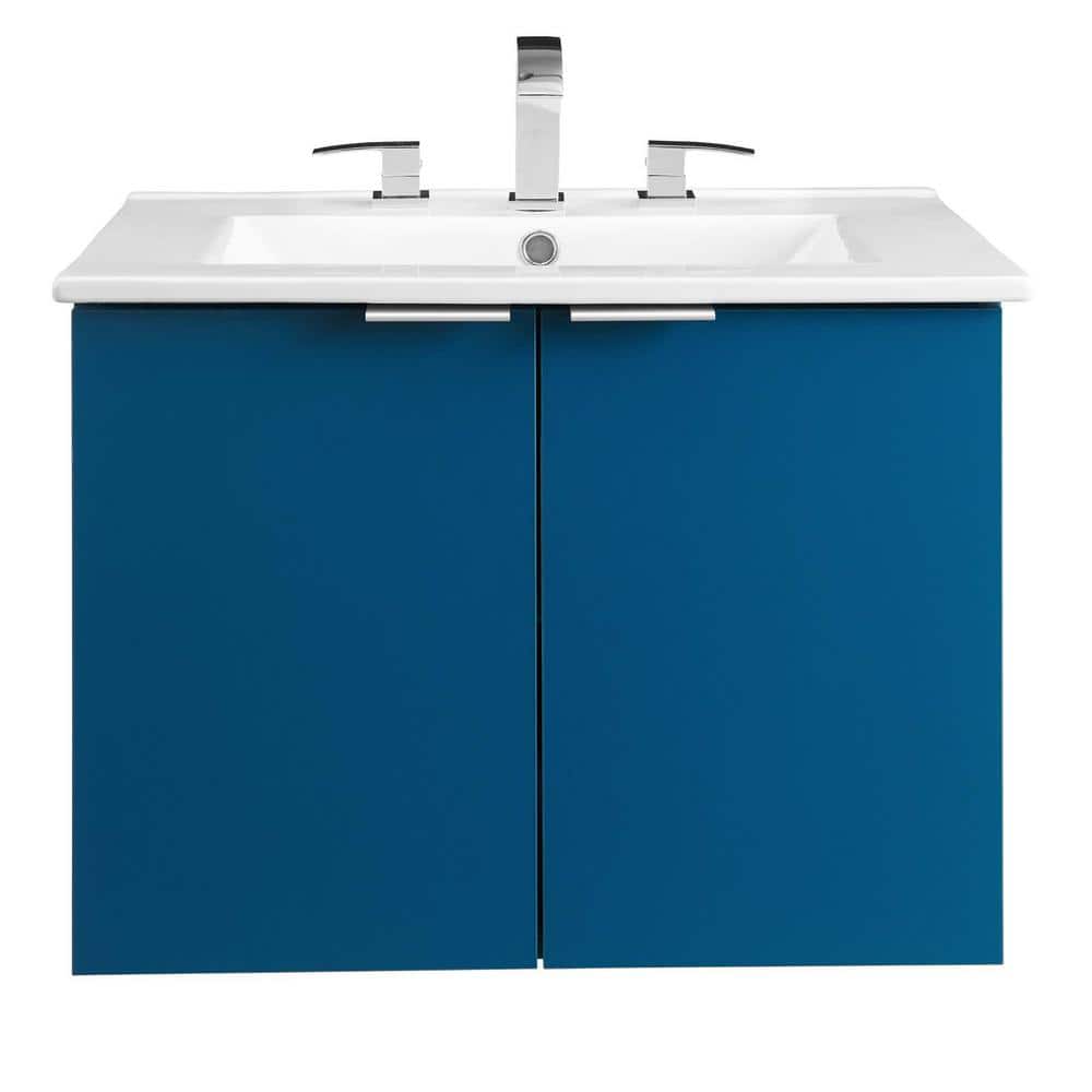 Maybelle Navy White 24" Wall-Mount Modern Bathroom Vanity