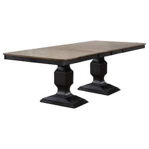 SignatureHome Alleyton Charcoal Finish Wood Top 42 in. W in Double Pedestal Type Dining Table Seating Capacity Seats 6