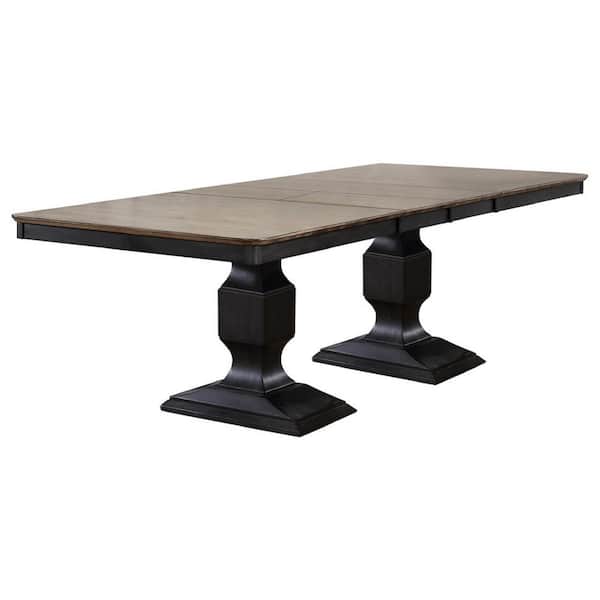 Signature Home SignatureHome Alleyton Charcoal Finish Wood Top 42 in. W in Double Pedestal Type Dining Table Seating Capacity Seats 6