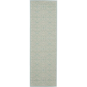 Jubilant Ivory/Green 2 ft. x 7 ft. Moroccan Farmhouse Kitchen Runner Area Rug