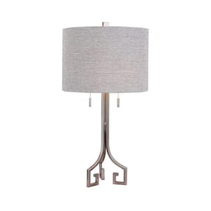 27 in. Antique Silver Modern Metal Table Lamp