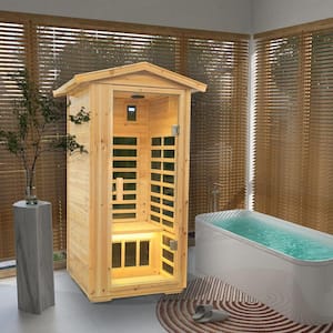 Moray 1-Person Outdoor Fir Infrared Sauna with 6 Far-Infrared Carbon Crystal Heaters and Chromotherapy