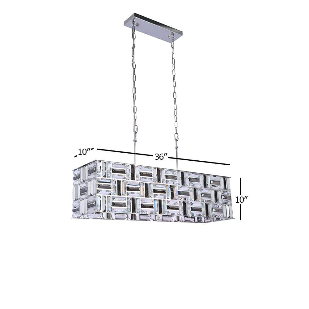 Chrome Rectangular Crystal Chandelier with Adjustable Chain
