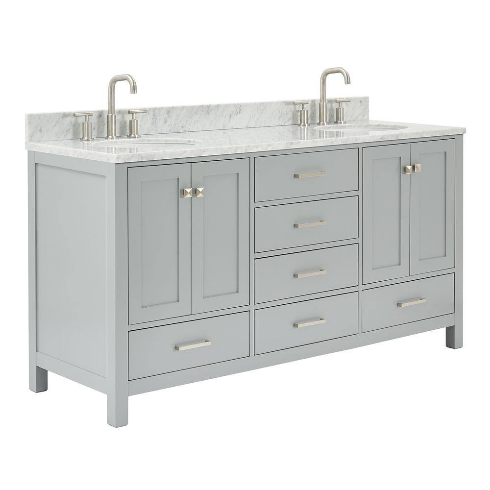 Cambridge 67" Gray Double Freestanding Vanity with Marble Top