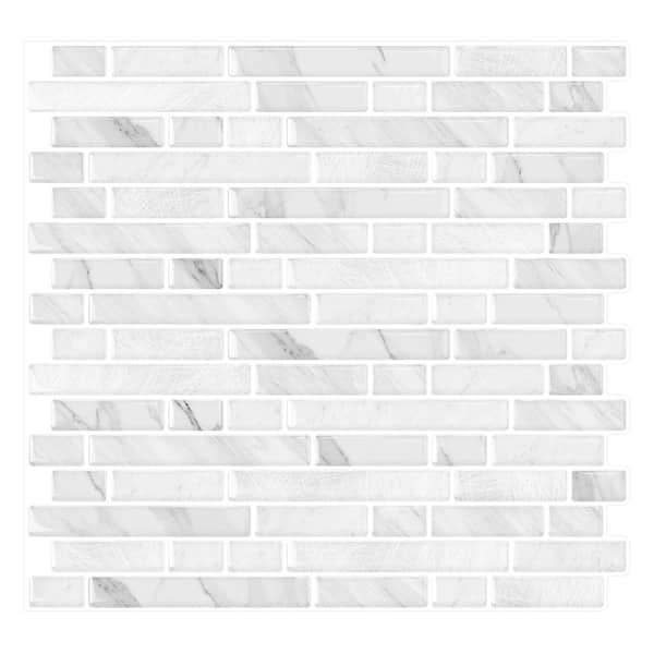 Yipscazo Classical Vinyl Collection Slate White 10 in. x 10 in. Vinyl Peel and Stick Tile Backsplash (6.9 sq. ft./10-Sheets)