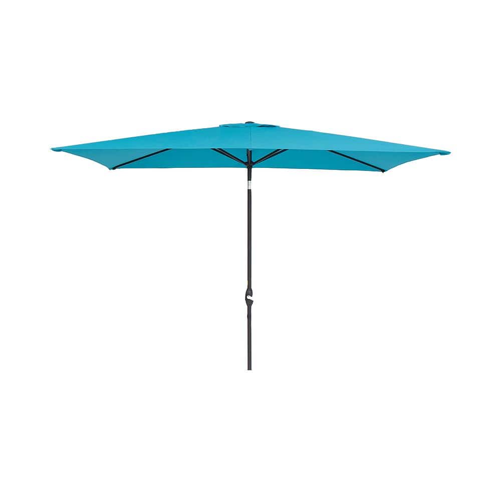 10 ft. x 6.5 ft. Mental Market Patio Umbrella in Lake Blue