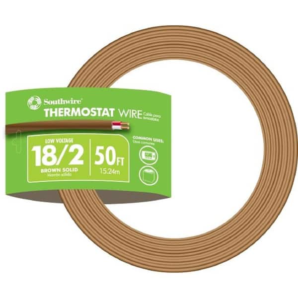 Southwire 50 ft. 18/2 Brown Solid CU CL2 Thermostat Wire