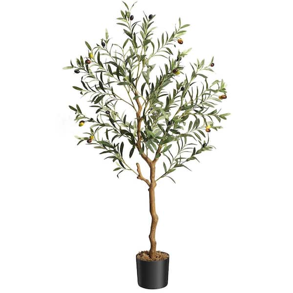 4. 25 ft.(51in) Artificial Olive Tree Faux Silk Olive Trees Fake Potted Tree in Pot