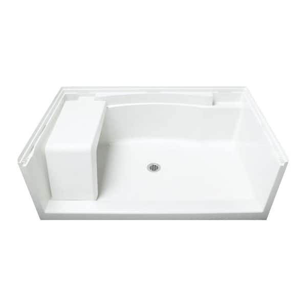 Sterling Accord 36 in. L x 60 in. W Alcove Single Threshold Shower Pan Base with Center Drain in White