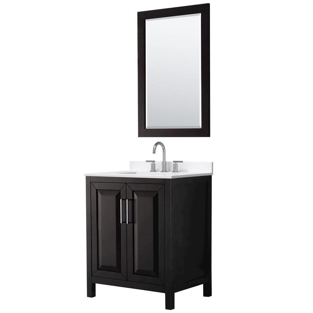 Daria 30 in. W. x 22 in. D x 35.75 in. H Single Bath Vanity in Dark Espresso with White Quartz Top and 24 in. Mirror price history on PriceWatchPro