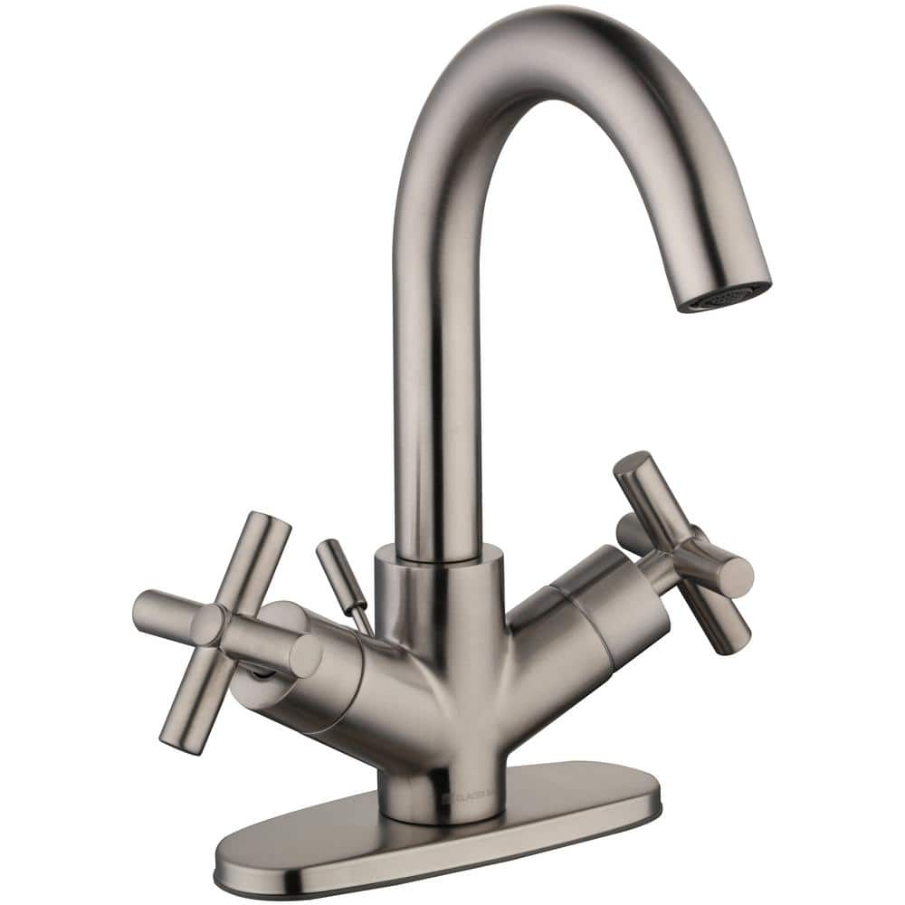 Glacier Bay Dorset Cross Single Hole 2 Handle Bathroom Faucet In Brushed Nickel Hd67440w 6004 The Home Depot