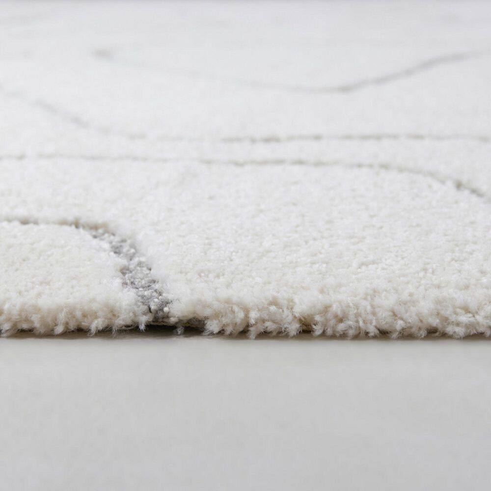 Gray and Ivory Abstract Rectangular Kids' Area Rug
